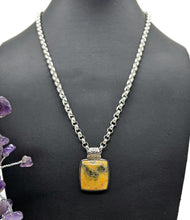 Load image into Gallery viewer, Bumblebee Pendant, Eclipse Jasper, Sterling Silver, Square Shaped, Yellow Orange Black - GemzAustralia 