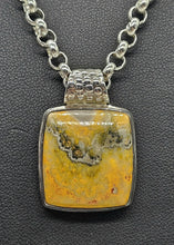 Load image into Gallery viewer, Bumblebee Pendant, Eclipse Jasper, Sterling Silver, Square Shaped, Yellow Orange Black - GemzAustralia 