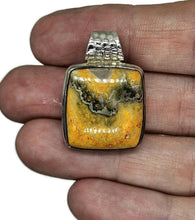 Load image into Gallery viewer, Bumblebee Pendant, Eclipse Jasper, Sterling Silver, Square Shaped, Yellow Orange Black - GemzAustralia 