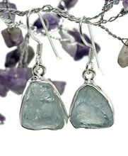 Load image into Gallery viewer, Rough Aquamarine Earrings, Sterling Silver, Raw Aquamarine, March Birthstone - GemzAustralia 