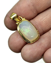 Load image into Gallery viewer, Solid Opal Pendant, 18K Gold Plated, October Birthstone, Aura Crystal, Psychic Gemstone - GemzAustralia 