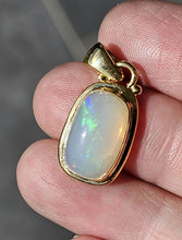 Load image into Gallery viewer, Solid Opal Pendant, 18K Gold Plated, October Birthstone, Aura Crystal, Psychic Gemstone - GemzAustralia 