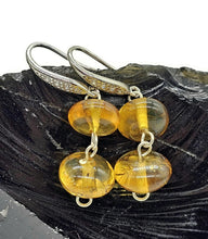 Load image into Gallery viewer, Oval Amber Sphere Earrings, Mexican Chiapas Amber, Sterling Silver, 30 million years old - GemzAustralia 