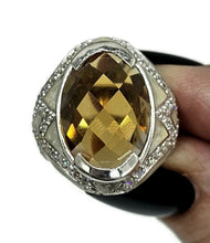 Load image into Gallery viewer, Citrine, White Zircon &amp; Enamel Ring, Size 7, Sterling Silver, November Birthstone - GemzAustralia 