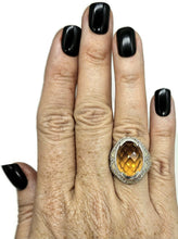 Load image into Gallery viewer, Citrine, White Zircon &amp; Enamel Ring, Size 7, Sterling Silver, November Birthstone - GemzAustralia 