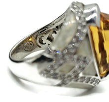 Load image into Gallery viewer, Citrine, White Zircon &amp; Enamel Ring, Size 7, Sterling Silver, November Birthstone - GemzAustralia 