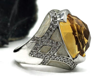 Load image into Gallery viewer, Citrine, White Zircon &amp; Enamel Ring, Size 7, Sterling Silver, November Birthstone - GemzAustralia 