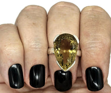 Load image into Gallery viewer, Citrine Ring, Size Q, 15 Carats, Pear Faceted, Sterling Silver, Abundance Gem, November - GemzAustralia 