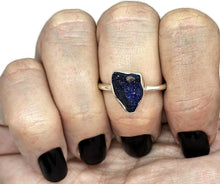 Load image into Gallery viewer, Raw Azurite Ring, size S, Sterling Silver, Rough Gemstone, Natural Gemstone - GemzAustralia 