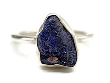Load image into Gallery viewer, Raw Azurite Ring, size S, Sterling Silver, Rough Gemstone, Natural Gemstone - GemzAustralia 