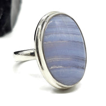 Load image into Gallery viewer, Oval Blue Lace Agate Ring, Size N, Sterling Silver, Communication Stone, Confidence Stone - GemzAustralia 