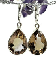Load image into Gallery viewer, 25 carat Ametrine Earrings, Sterling Silver, Pear Shaped, Natural mix of Amethyst &amp; Citrine - GemzAustralia 