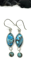 Load image into Gallery viewer, Blue Turquoise dangly Earrings, Sterling Silver, Pear Shaped, Protection Stone, Love Stone - GemzAustralia 