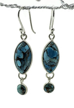 Load image into Gallery viewer, Blue Turquoise dangly Earrings, Sterling Silver, Pear Shaped, Protection Stone, Love Stone - GemzAustralia 
