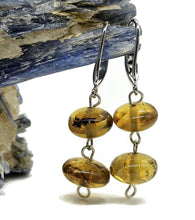 Load image into Gallery viewer, Oval Amber Sphere Earrings, Mexican Chiapas Amber, Sterling Silver, 30 million years old - GemzAustralia 
