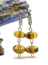 Load image into Gallery viewer, Oval Amber Sphere Earrings, Mexican Chiapas Amber, Sterling Silver, 30 million years old - GemzAustralia 