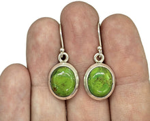Load image into Gallery viewer, Green Mojave Turquoise Earrings, Sterling Silver, Oval Shaped, Protection Stone - GemzAustralia 