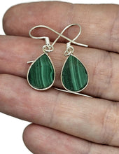 Load image into Gallery viewer, Malachite Earrings, 925 Sterling Silver, Pear Shaped, Beautiful Rich Green Gemstone - GemzAustralia 