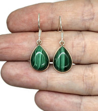Load image into Gallery viewer, Malachite Earrings, 925 Sterling Silver, Pear Shaped, Beautiful Rich Green Gemstone - GemzAustralia 