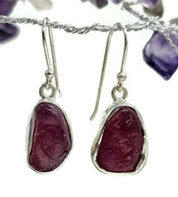 Load image into Gallery viewer, Rough Ruby Earrings, July Birthstone, Rough Gemstones, Sterling Silver, Natural Gems - GemzAustralia 
