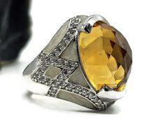 Load image into Gallery viewer, Citrine, White Zircon &amp; Enamel Ring, Size 7, Sterling Silver, November Birthstone - GemzAustralia 