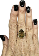 Load image into Gallery viewer, Citrine Ring, Size Q, 15 Carats, Pear Faceted, Sterling Silver, Abundance Gem, November - GemzAustralia 