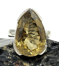 Load image into Gallery viewer, Citrine Ring, Size Q, 15 Carats, Pear Faceted, Sterling Silver, Abundance Gem, November - GemzAustralia 