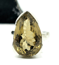Load image into Gallery viewer, Citrine Ring, Size Q, 15 Carats, Pear Faceted, Sterling Silver, Abundance Gem, November - GemzAustralia 