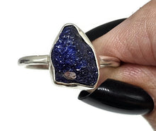 Load image into Gallery viewer, Raw Azurite Ring, size S, Sterling Silver, Rough Gemstone, Natural Gemstone - GemzAustralia 