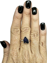 Load image into Gallery viewer, Raw Azurite Ring, size S, Sterling Silver, Rough Gemstone, Natural Gemstone - GemzAustralia 