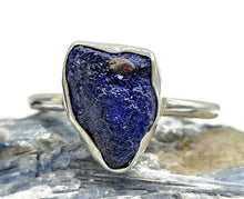 Load image into Gallery viewer, Raw Azurite Ring, size S, Sterling Silver, Rough Gemstone, Natural Gemstone - GemzAustralia 
