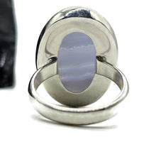 Load image into Gallery viewer, Oval Blue Lace Agate Ring, Size N, Sterling Silver, Communication Stone, Confidence Stone - GemzAustralia 
