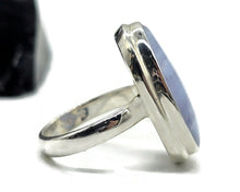 Load image into Gallery viewer, Oval Blue Lace Agate Ring, Size N, Sterling Silver, Communication Stone, Confidence Stone - GemzAustralia 