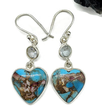 Load image into Gallery viewer, Blue Topaz &amp; Blue Turquoise Earrings, December Birthstones, Heart Shaped, 925 Sterling - GemzAustralia 