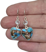 Load image into Gallery viewer, Blue Topaz &amp; Blue Turquoise Earrings, December Birthstones, Heart Shaped, 925 Sterling - GemzAustralia 
