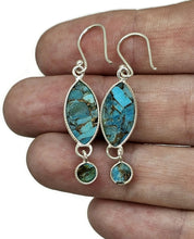 Load image into Gallery viewer, Blue Turquoise dangly Earrings, Sterling Silver, Pear Shaped, Protection Stone, Love Stone - GemzAustralia 