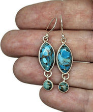 Load image into Gallery viewer, Blue Turquoise dangly Earrings, Sterling Silver, Pear Shaped, Protection Stone, Love Stone - GemzAustralia 