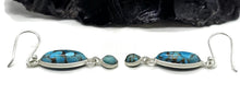 Load image into Gallery viewer, Blue Turquoise dangly Earrings, Sterling Silver, Pear Shaped, Protection Stone, Love Stone - GemzAustralia 