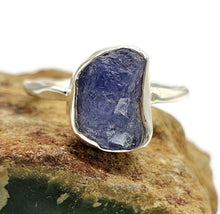 Load image into Gallery viewer, Raw Tanzanite Ring, Size S 1/2, December Birthstone, Sterling Silver, Rough Tanzanite - GemzAustralia 