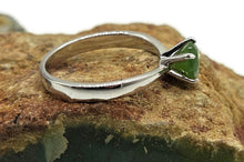 Load image into Gallery viewer, Jade Solitaire Ring, Size Q, Sterling Silver, 2 carats, British Columbia Nephrite Jade - GemzAustralia 