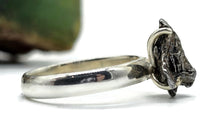 Load image into Gallery viewer, Raw Meteorite Ring, Size O, Sterling Silver, Metallic Grey Gem, 4 prong, Campo del Cielo - GemzAustralia 