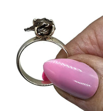 Load image into Gallery viewer, Raw Meteorite Ring, Size O, Sterling Silver, Metallic Grey Gem, 4 prong, Campo del Cielo - GemzAustralia 