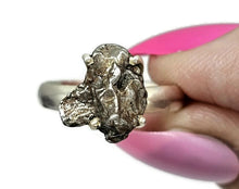 Load image into Gallery viewer, Raw Meteorite Ring, Size O, Sterling Silver, Metallic Grey Gem, 4 prong, Campo del Cielo - GemzAustralia 