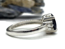 Load image into Gallery viewer, 2.4 carat Iolite &amp; White Zircon Ring, Size Q, Sterling Silver, Water Sapphire, Blue Violet - GemzAustralia 
