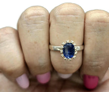 Load image into Gallery viewer, Kyanite Ring, Size R 1/2, Oval Facet, 3.4 carats, Sterling Silver, Gemstone for Negotiation - GemzAustralia 