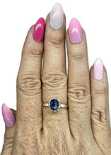 Load image into Gallery viewer, Kyanite Ring, Size R 1/2, Oval Facet, 3.4 carats, Sterling Silver, Gemstone for Negotiation - GemzAustralia 