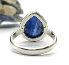 Load image into Gallery viewer, Pear Kyanite Ring, Size R, Sterling Silver, Gemstone for Negotiations &amp; Communication - GemzAustralia 