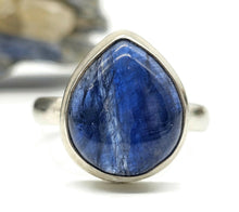 Load image into Gallery viewer, Pear Kyanite Ring, Size R, Sterling Silver, Gemstone for Negotiations &amp; Communication - GemzAustralia 