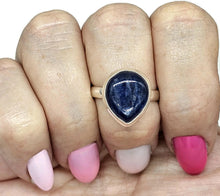 Load image into Gallery viewer, Pear Kyanite Ring, Size R, Sterling Silver, Gemstone for Negotiations &amp; Communication - GemzAustralia 