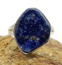 Load image into Gallery viewer, Raw Lapis Lazuli Ring, Size S, Sterling Silver, Protection Gemstone - GemzAustralia 